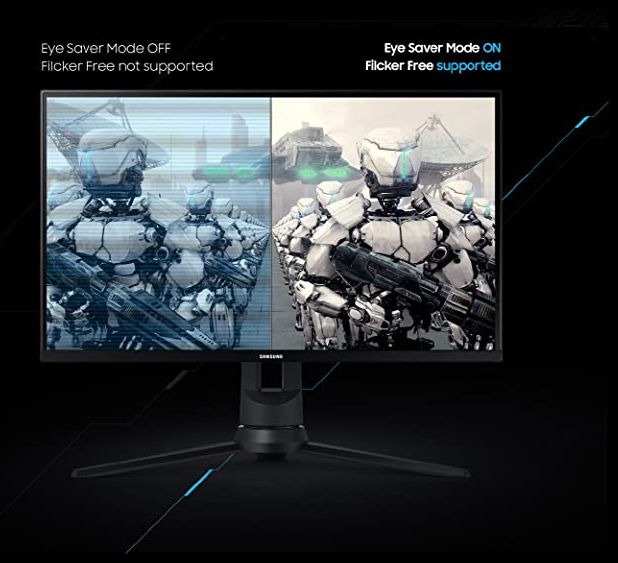 Comparison in image quality between with EyeSaver Mode off and no Flicker free and with EyeSaver Mode on and Flicker free